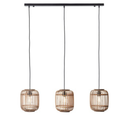Mathias Bar Pendant Ceiling Lamp, Natural Bamboo, Plywood, Matt Black Paint