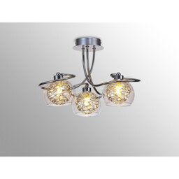 Talia Semi Ceiling Round, 3 Light G9, Polished Chrome/Silver/Clear Glass - thumbnail 2