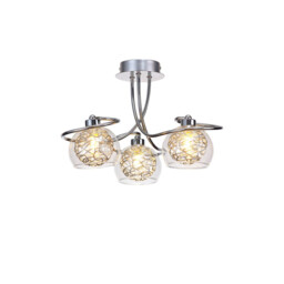 Talia Semi Ceiling Round, 3 Light G9, Polished Chrome/Silver/Clear Glass
