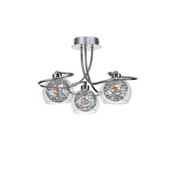 Talia Semi Ceiling Round, 3 Light G9, Polished Chrome/Silver/Clear Glass - thumbnail 3