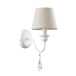 Elegant Candle Wall Lamp Metal Matt White Cream Lampshade, Crystals LED E14 - thumbnail 1