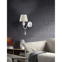 Elegant Candle Wall Lamp Metal Matt White Cream Lampshade, Crystals LED E14 - thumbnail 2