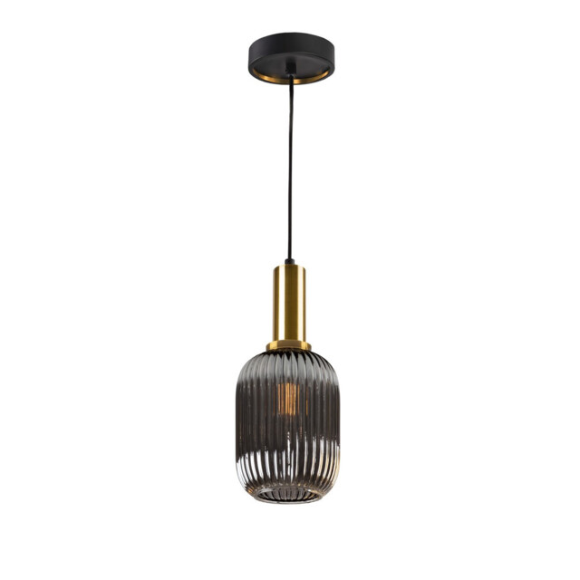 Norma Globe Pendant Ceiling Light Black, Brass Glass, E27 - image 1