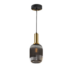 Norma Globe Pendant Ceiling Light Black, Brass Glass, E27
