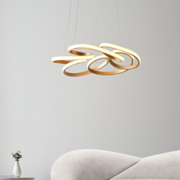 Forlì Single Pendant Ceiling Lamp, Satin Gold Paint, White - thumbnail 2
