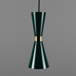 Cairo Coloured Pendant Light, Polished Brass, Racing Green - thumbnail 2