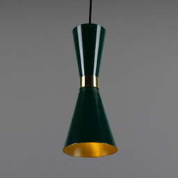 Cairo Coloured Pendant Light, Polished Brass, Racing Green - thumbnail 3