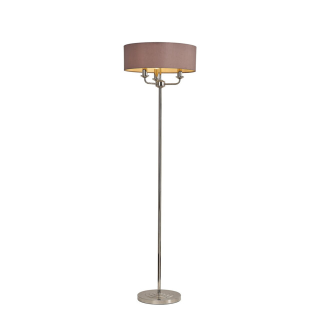 Banyan 3 Light Switched Floor Lamp With 45cm x 15cm Dual Faux Silk Shade, Taupe/Halo Gold Polished Nickel - image 1