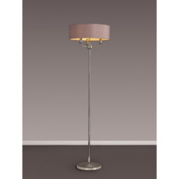 Banyan 3 Light Switched Floor Lamp With 45cm x 15cm Dual Faux Silk Shade, Taupe/Halo Gold Polished Nickel - thumbnail 2