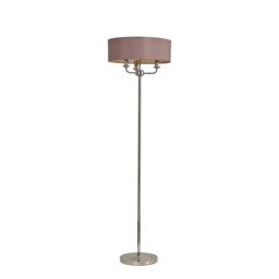 Banyan 3 Light Switched Floor Lamp With 45cm x 15cm Dual Faux Silk Shade, Taupe/Halo Gold Polished Nickel - thumbnail 5