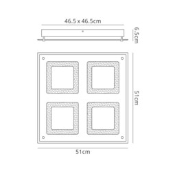Fusion Flush Light 51cm Square 48W LED 4000K, 3100lm, Polished Chrome, Sand Diamond - thumbnail 2