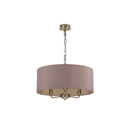 Banyan 3 Light Multi Arm Pendant, E14 Antique Brass With 50cm x 20cm Dual Faux Silk Shade, Taupe/Halo Gold - thumbnail 5