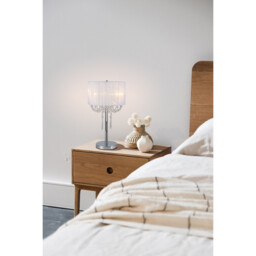 Freida Table Lamp With White Shade 3 Light E14 Polished Chrome/Crystal - thumbnail 3