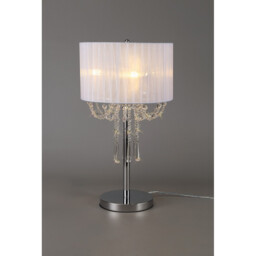 Freida Table Lamp With White Shade 3 Light E14 Polished Chrome/Crystal - thumbnail 2