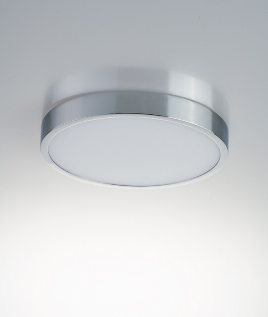 Domo Round LED Flush Ceiling Lamp, Chrome, 4000K