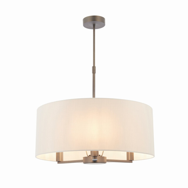 Daley Multi Arm Cylindrical Pendant Light Antique Bronze Plate, Marble Fabric - image 1