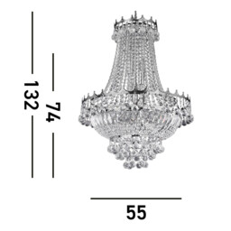 Versailles 9 Light Crystal Chandelier Chrome Finish, E14 - thumbnail 3