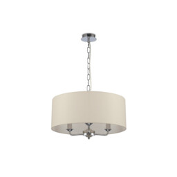 Banyan 3 Light Multi Arm Pendant, E14 Polished Chrome With 50cm x 20cm Faux Silk Shade, Ivory Pearl/White Laminate - thumbnail 5