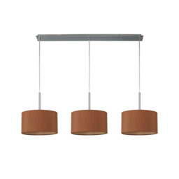 Baymont Polished Chrome 3 Light E27 Linear Pendant With 30cm x 17cm Dual Faux Silk Shade, Raw Cocoa/Grecian Bronze - thumbnail 5