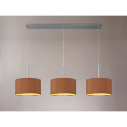 Baymont Polished Chrome 3 Light E27 Linear Pendant With 30cm x 17cm Dual Faux Silk Shade, Raw Cocoa/Grecian Bronze - thumbnail 2