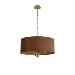 Banyan 3 Light Multi Arm Pendant With 50cm x 20cm Dual Faux Silk Fabric Shade Champagne Gold/Raw Cocoa - thumbnail 5