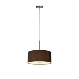 Baymont Satin Nickel 5 Light E27 Single Pendant With 40cm x 18cm Faux Silk Shade, Black/White Laminate - thumbnail 5