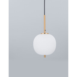 Lato 18.5cm Globe Pendant Ceiling Light Opal Glass Antique Brass Metal Black Fabric Wire LED E14 - thumbnail 3