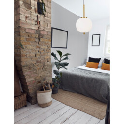 Lato 18.5cm Globe Pendant Ceiling Light Opal Glass Antique Brass Metal Black Fabric Wire LED E14 - thumbnail 2