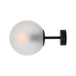 Venice Globe Wall Light, Matt Black, Frosted Glass - thumbnail 2