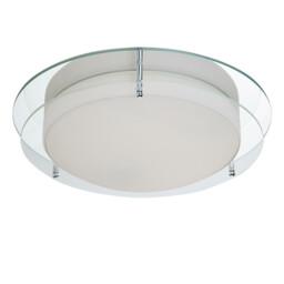 LED Bathroom Flush Ceiling Light Chrome, Clear and Glass IP44 - thumbnail 2
