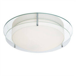 LED Bathroom Flush Ceiling Light Chrome, Clear and Glass IP44 - thumbnail 1