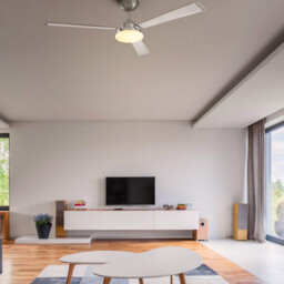 Calima 3 Blade 126cm Ceiling Fan with LED Light Satin Nickel, White - Special Offer - thumbnail 2