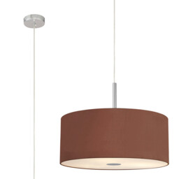 Baymont Polished Chrome 5 Light E27 Single Pendant With 60cm x 22cm Dual Faux Silk Shade, Cocoa/Grecian Bronze