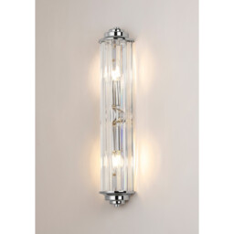 Rensselaer 2 Light Crystal Wall, E14, IP44, Polished Chrome/Clear Crystal - thumbnail 3