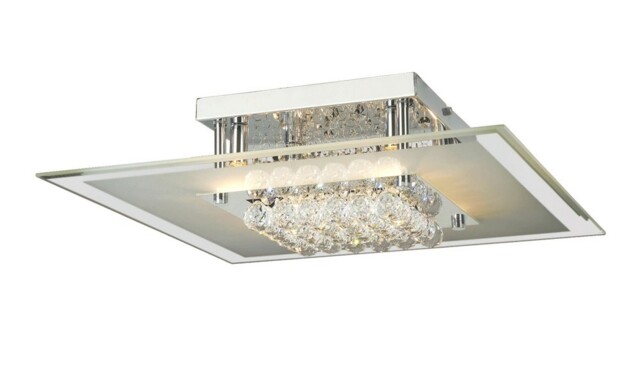 Delmar Flush Ceiling Square 6 Light Polished Chrome, Glass, Crystal - image 1