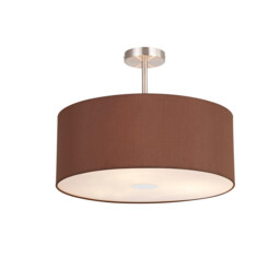 Baymont Satin Nickel 3 Light E27 Semi Flush With 50cm x 20cm Dual Faux Silk Shade, Cocoa/Grecian Bronze