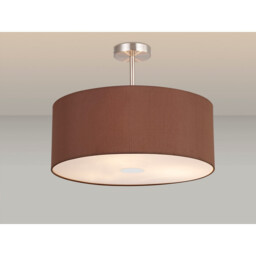 Baymont Satin Nickel 3 Light E27 Semi Flush With 50cm x 20cm Dual Faux Silk Shade, Cocoa/Grecian Bronze - thumbnail 2