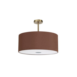 Baymont Antique Brass 5 Light E27 Semi Flush Fixture With 60cm x 22cm Dual Faux Silk Shade, Cocoa/Grecian Bronze - thumbnail 5