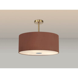 Baymont Antique Brass 5 Light E27 Semi Flush Fixture With 60cm x 22cm Dual Faux Silk Shade, Cocoa/Grecian Bronze - thumbnail 2