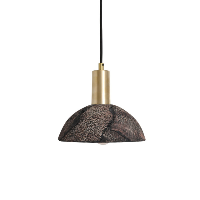 Kauri Dome Pendant Black Clay, Satin Brass - image 1