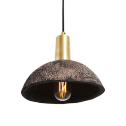 Kauri Dome Pendant Black Clay, Satin Brass - thumbnail 2