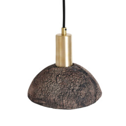 Kauri Dome Pendant Black Clay, Satin Brass - thumbnail 3