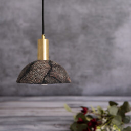 Kauri Dome Pendant Black Clay, Satin Brass - thumbnail 5