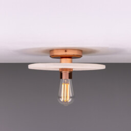 Bog Oak Ceiling Light, Matte White Striped, Polished Copper - thumbnail 1