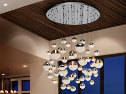 Sphere Dimmable 55 Light Integrated LED Light Pendant Light Cluster Drop, Chrome, Copper, Brass, Bluetooth control - thumbnail 1