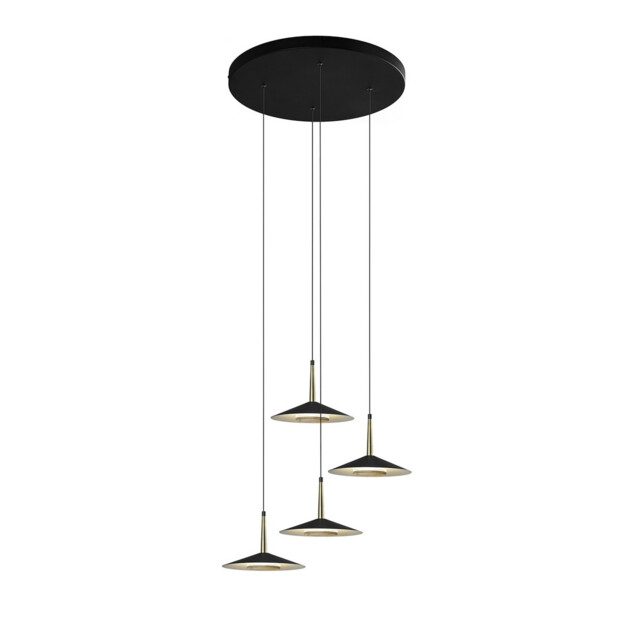 Orion 4 Light Round Pendant, 32W LED, 3000K, 2360lm, Black/Antique Brass, 3yrs Warranty - image 1
