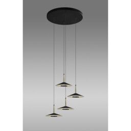 Orion 4 Light Round Pendant, 32W LED, 3000K, 2360lm, Black/Antique Brass, 3yrs Warranty - thumbnail 2