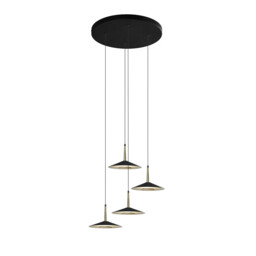 Orion 4 Light Round Pendant, 32W LED, 3000K, 2360lm, Black/Antique Brass, 3yrs Warranty