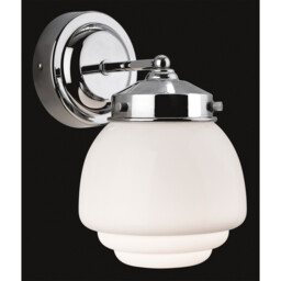 Art 1 Light Bathroom Indoor Wall Light Chrome, Opal White Glass IP44, E27 - thumbnail 2
