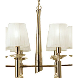 Tiffany Pendant 6+6 Light E14+G9, French Gold With White Shades & Clear Crystal - thumbnail 5